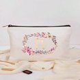 thumbnail image 1 of Lindbes Letter A-Z Flower Print Makeup Bag  Gift For Girls  Cute Retro Simple Fashion Letter Pattern Printed Bag Storage Bag Cosmetic Pouch For Small Items Storage Storage Bag  Makeup Sto, 1 of 7