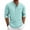 Sky Blue, variant on kosheko Men's Linen Henley Long Sleeve Shirt, Mandarin Collar with Chest Pocket, Button Placket for daily casual use Blue S