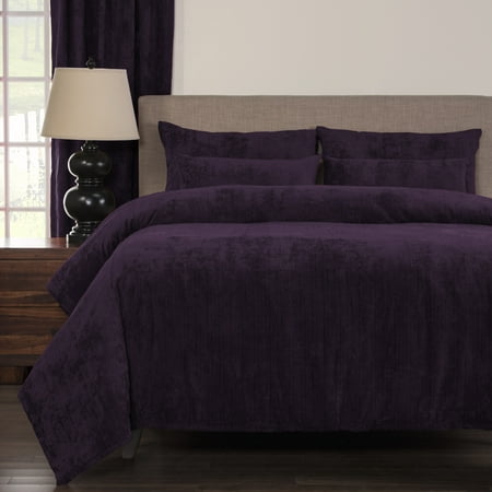 SIScovers Draper Plum Soft Chenille-Like Fabric 6-Piece Duvet Cover Set with Comforter Insert