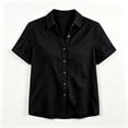 thumbnail image 5 of Asgosdo Womens Button Down Shirts Cotton Linen Short Sleeve Collared Loose Fit Tops Soft Cozy Summer Blouses, 5 of 6
