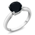 thumbnail image 2 of Gem Stone King 925 Sterling Silver Black Onyx Solitaire Engagement Ring for Women (1.65 Cttw, Round 8MM, Gemstone Birthstone, Available in Size 5, 6, 7, 8, 9), 2 of 4
