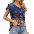 thumbnail image 5 of SHOPESSA Womens Tops Summer Fashion V-neck T-Shirt Flounces Short Sleeve Casual Loose Fit Tee Shirts Blouse Print Shirt, 5 of 7