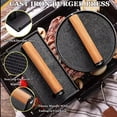 thumbnail image 7 of Burger Press 7.08" Round & 8.3”X4.3”Rectangle Heavy-Duty Cast Iron Smash Meat Steak With Wood Handle for Blackstone Camp chef Pitboss Weber Treager Griddle Grills (Round & Rectangle), 7 of 7