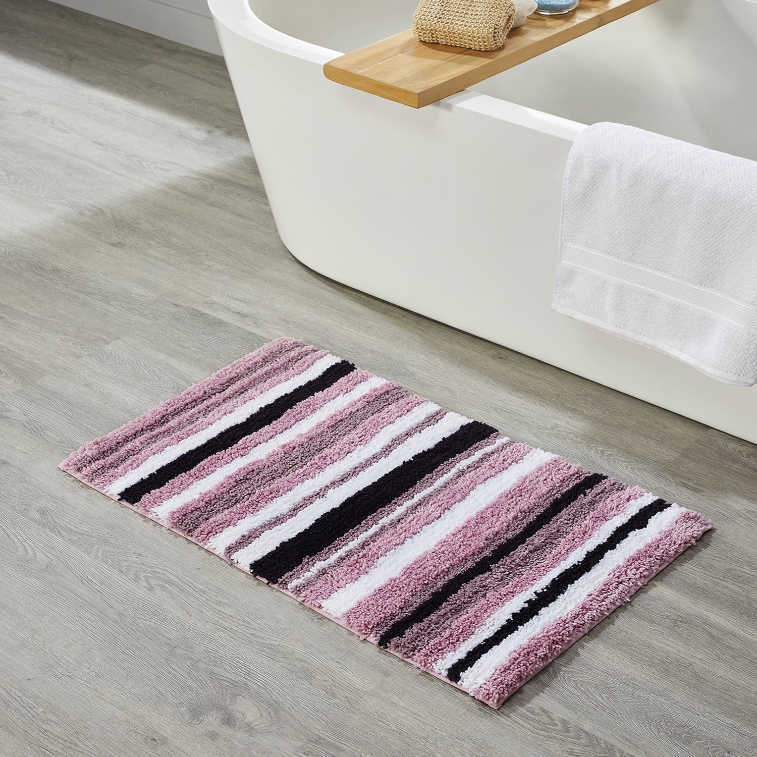 Better Trends 4 Piece Bathroom Rug Set 100% Polyester Soft Water Absorbent Non Slip Bath Mat Machine Washable Rug Griffie Collection - Purple