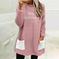 thumbnail image 2 of Penkiiy Chandails en Molleton Doublés Sherpa pour Femmes Col Rond Chandail Molletonné Chaud d'Hiver avec Poches 2024 2TG Rose, 2 of 6