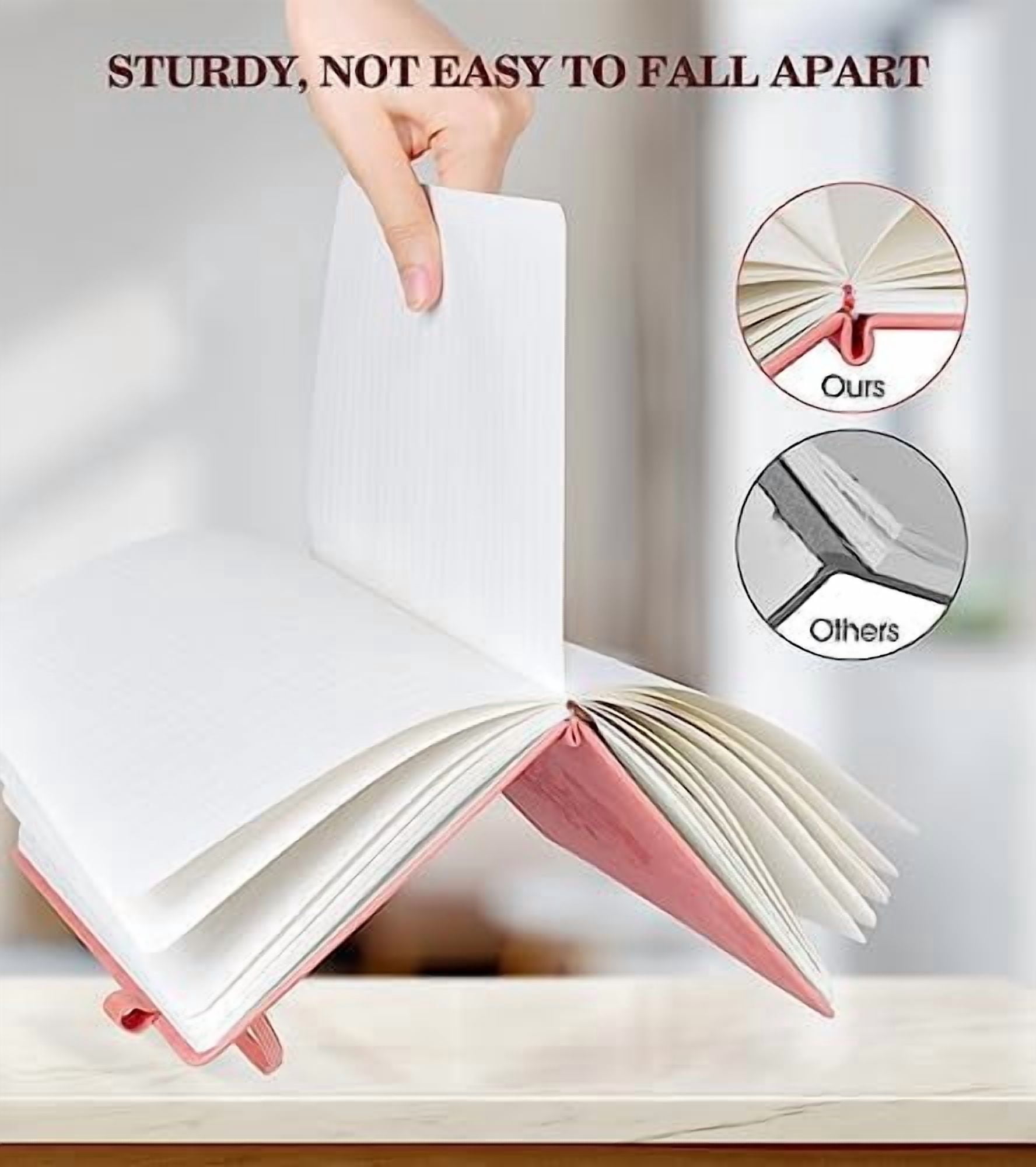 Lined Journal Notebook for Women, A5 Pink Hardcover Leather Journals for Writing, 200 Pages Thick Travel Daily Journal, College Ruled Notebook for Work School, Note Taking, Business 5.75'' X 8.38''