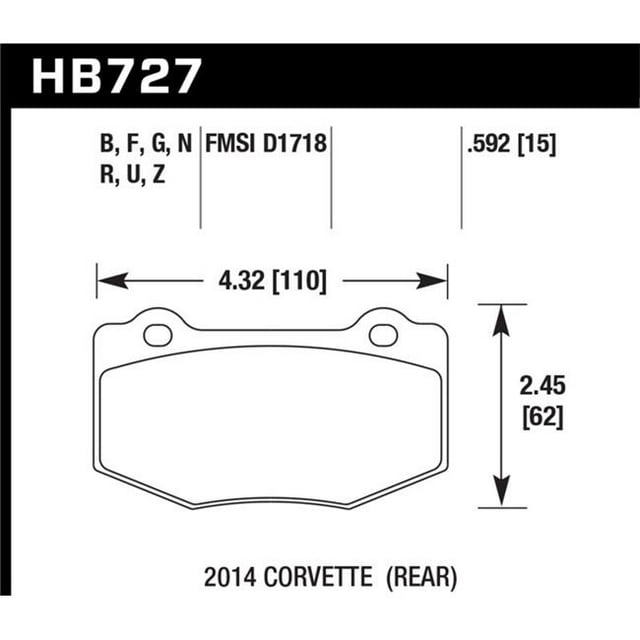Hawk Performance HB727U.592 DTC-70 Rear Brake Pads for 2014 Chevrolet Corvette