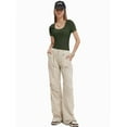 thumbnail image 6 of Women's Summer Scoop Neck Short Sleeve T-Shirts Ribbed Knit Slim Fitted Casual Basic Top, 6 of 6