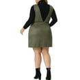 thumbnail image 3 of GRACE & GRANDEUR Robe Salopette Grande Taille pour Femmes Col en V Poche Bretelles en Velours Jupe Mini Vert Armée 1X, 3 of 5