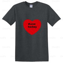 OmniFit26 Love Hockey Heart 2 Tee Passion For Ice Sports Graphic Rink Team Fan T-Shirt, for Unisex, up to size 5XL.