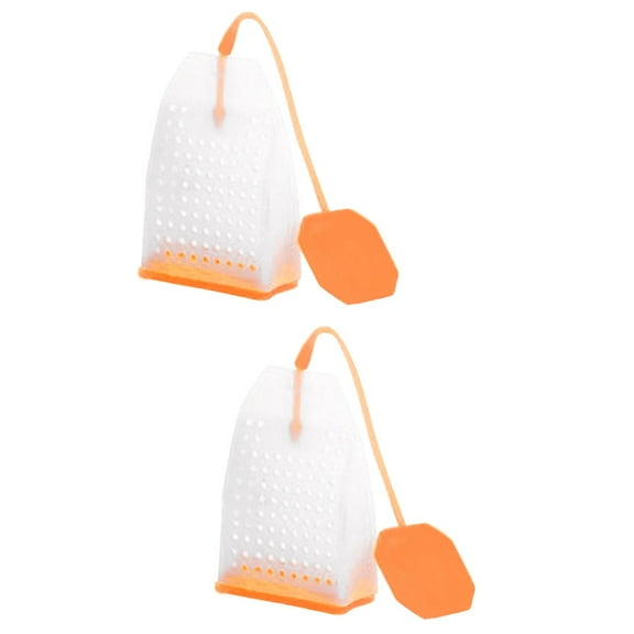2pcs Silicone Reusable Tea Bag Tea Infuser Strainer Loose Leaf Filters Steeper for Tea Cups Mugs Teapots (Orange)