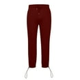 thumbnail image 6 of Hinvhai Men's Athletic Pants Elastic Waist Striped Wide Leg Joggers Loose Baggy Sweatpants Casual Trousers with Pockets Wine XXL(XXL), 6 of 7