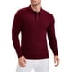thumbnail image 4 of Camisa de polo de punto de negocios de color sólido de manga larga para hombre L Burdeos, 4 of 6