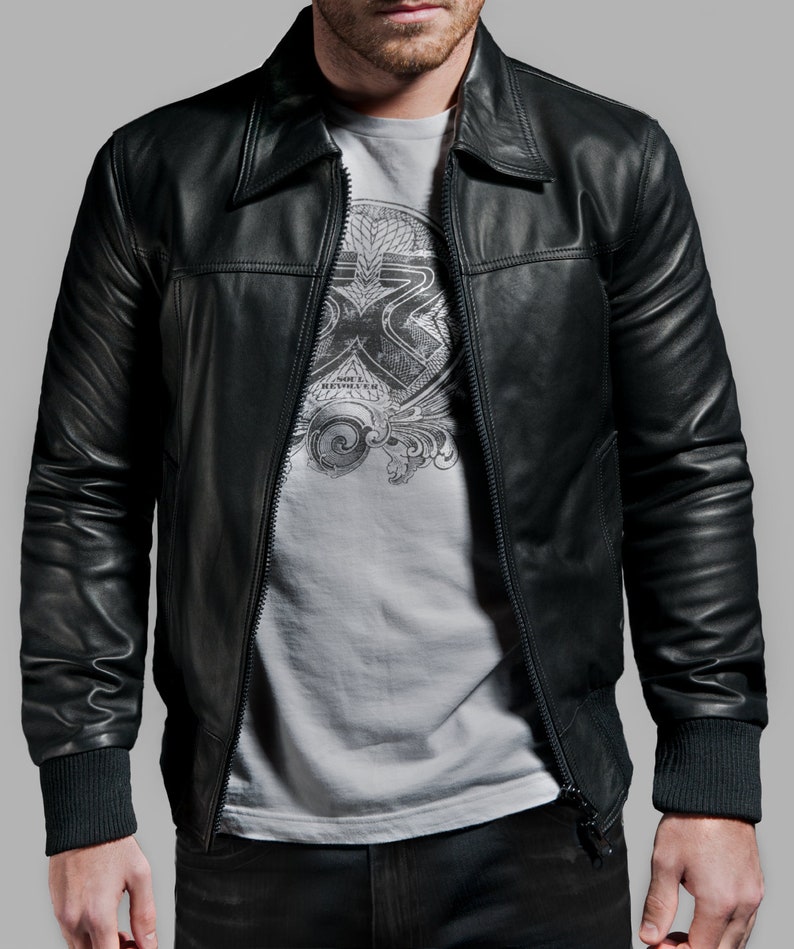 Vintage Style Bomber Leather Jacket 