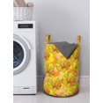 thumbnail image 3 of Floral Laundry Bag, Rhythmic Lotus Like Flowers in Romantic Tangerine Tones Pattern, Hamper Basket with Handles Drawstring Closure for Laundromats, 13" x 19", Pale Orange Yellow Green, by Ambesonne, 3 of 4