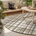 thumbnail image 3 of Round Rugs 6Ft, Tan Lines Round Area Rug Washable Indoor Throw Carpet, Modern Gingham Plaid Striped Farmhouse Soft Non Slip Circle Rug for Office Cabinet Home Decor Aesthetic, 3 of 8