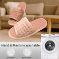 thumbnail image 4 of 2 Pairs Non-Slip Indoor Cotton Slipper Set, Washable Waffle House Sandals, Lightweight Soft Open-Toe Unisex Slippers for Home, Bedroom, Guest, Spa, Travel, Everyday Use – Made in Korea (Pink), 4 of 10