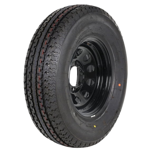 WEIZE ST225/75R15 Radial Trailer Tires 10 Ply and 15" Black Rim 6 on 5-1/2" Trailer Tire On Rim ST 225/75/15 225/75R15 225 75r15 Load E