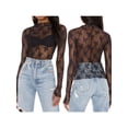 thumbnail image 5 of Women Long Sleeve Tops Sheer Lace Basic Shirt Casual Pullover for Fall Club Streetwear Aesthetic Clothes, 5 of 6