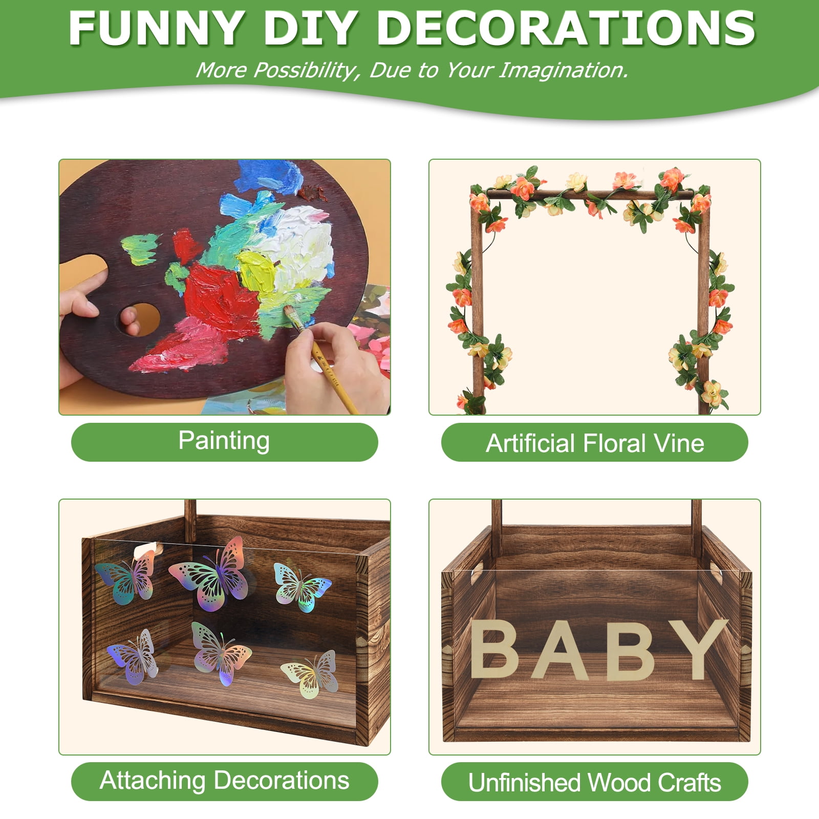 Baby Shower Crate Closet with Handle, Multifunctional Wooden & Acrylic Visible Storage Box, Newborn Toy Basket for Boys Girls, Pregnancy Gift for New Moms (Brown)