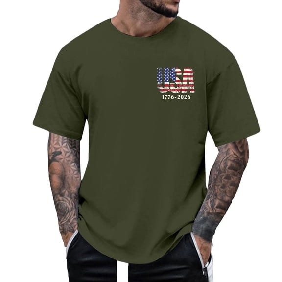 CONZONE 4Th Of July Mens T-Shirts Short Sleeve Independence Day T Shirts for Men Crew Neck Patriotic Usa Flag Graphic Casual Summer Tee Tops
