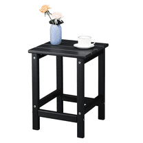 14"x14"x18.5" Black HDPE Square Side Table, Single Tier Portable End Table for Living Room, Bedroom, Patio & Office
