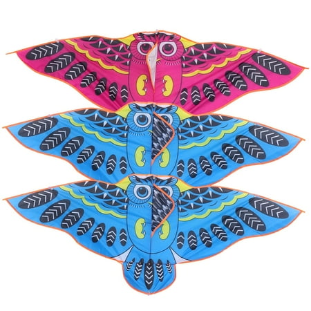3 Pcs 1.45m Outdoor Owl Kite Windproof Owl Kite Interesting Owl Kite Cartoon Owl Kites for Park Garden Beach Playing (Random Col