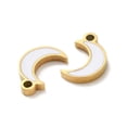 thumbnail image 2 of 10pcs Ion Plating(IP) 316L Surgical Stainless Steel Charms Nickel Free with Enamel Real 18K golden Plated Moon Charm White 9x6x1.5mm Hole: 1.4mm, 2 of 3