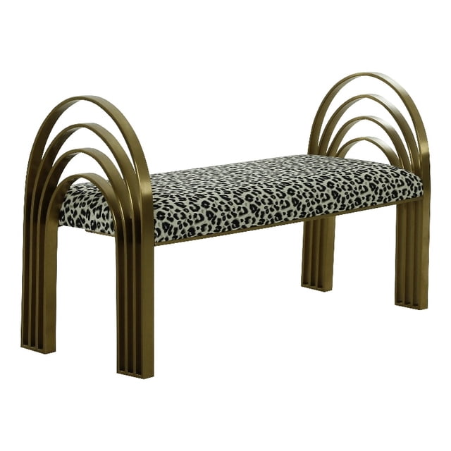 TOV Furniture Banc Rembourré en Velours Imprimé Léopard Mavis