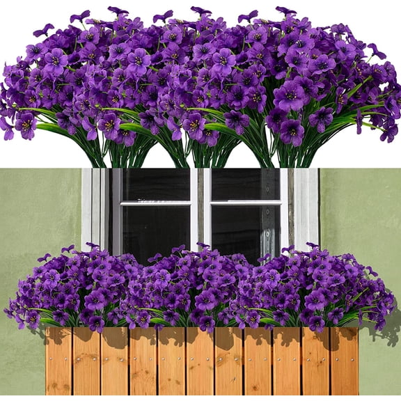 15 Bundles Artificial Flowers Outdoor UV Resistant Fake Silk Plants Plastic Faux Shrubs Outside Front Porch Window Box Garden Home Hanging Planter Decoration (Mixed Color)