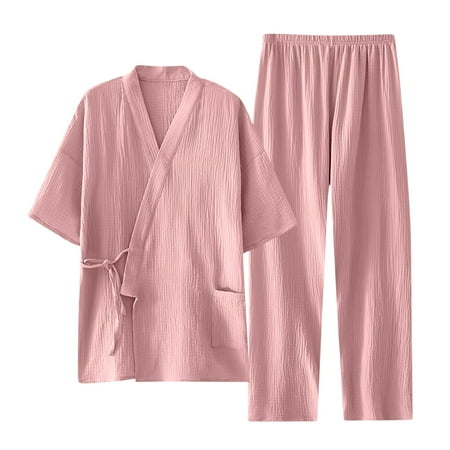 

Womens Solid Color Shorts Sleeve Pajamas Sets Casual Comfy Blouse Tops Loose Wide Leg Long Pants Lounge Sets Sleepwear