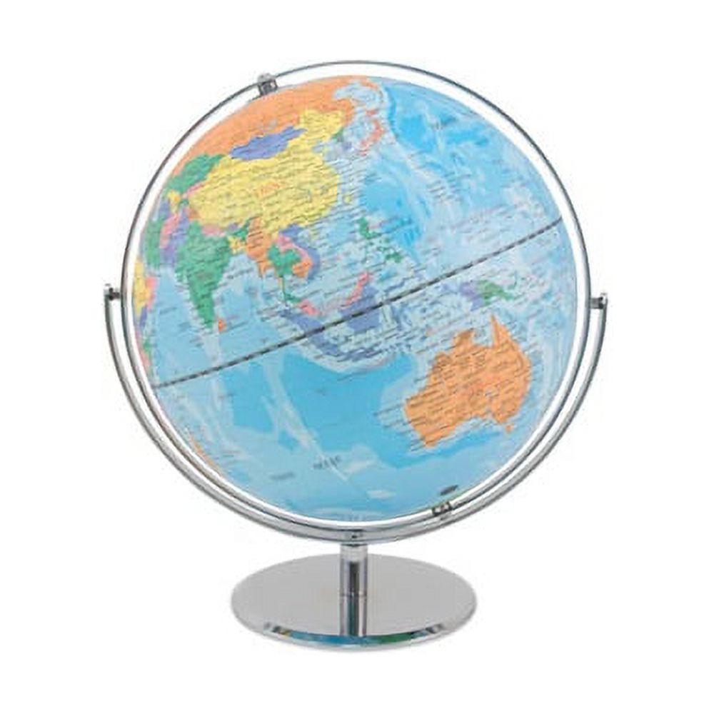 12-Inch Globe with Blue Oceans Silver-Toned Metal Desktop Base,Full-Meridian - image 3 of 3