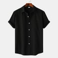 thumbnail image 3 of ZZHZGZ Late July Black T Shirts for Men Pack Male Solid Color Jacquard Striped Shirt Pure Short Sleeve Lapel Button down Shirt 4Th of July Mens Denim Shirts S, 3 of 8