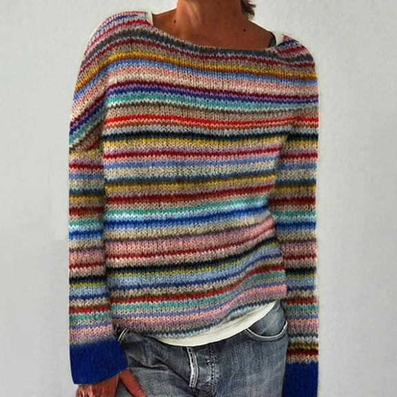 SXCXLSA Women Casual Knitted Sweater Loose Fit Long Sleeve Pullover Lightweight Soft Knit Top for Spring Fall Everyday Wear