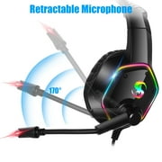 TSV 7.1 Surround Sound Gaming Headset Fit for PC, PS4/PS5, Xbox One, Nintendo Switch, Wired Headset with Noise Cancelling Mic, RGB Light, 3.5mm Over-Ear Headphones for Laptop, Tablet, Mobile