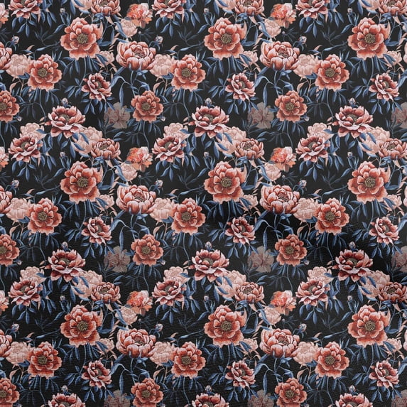 oneOone Cotton Poplin Black Fabric Florals Sewing Material Print Fabric By The Yard 56 Inch Wide