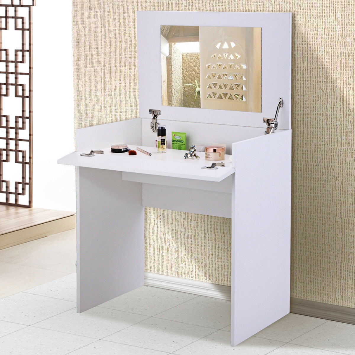 Tbest Dressing Table Vanity White, Dressing Desk Vanity Makeup Table With Flip Up Mirror