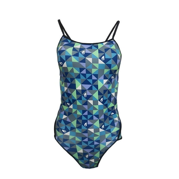 TURBO Women's Origami Cross Back One Piece Swimsuit, Blue, XXL