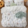 thumbnail image 3 of Funda de edredón, tamaño queen, reversible, bonita flor blanca, 3 of 7