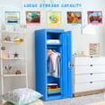 thumbnail image 4 of Infans 48" Metal Storage Locker, Children Daycare Coat Locker w/ Hanging Rod & Shelf, 2-Tier Safe Storage Locker Cabinet w/ 2 Keys and Lock, Blue, 4 of 7