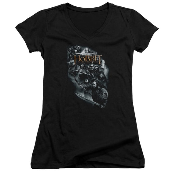 The Hobbit Cast Of Characters Junior Women's V-Neck T-Shirt Black