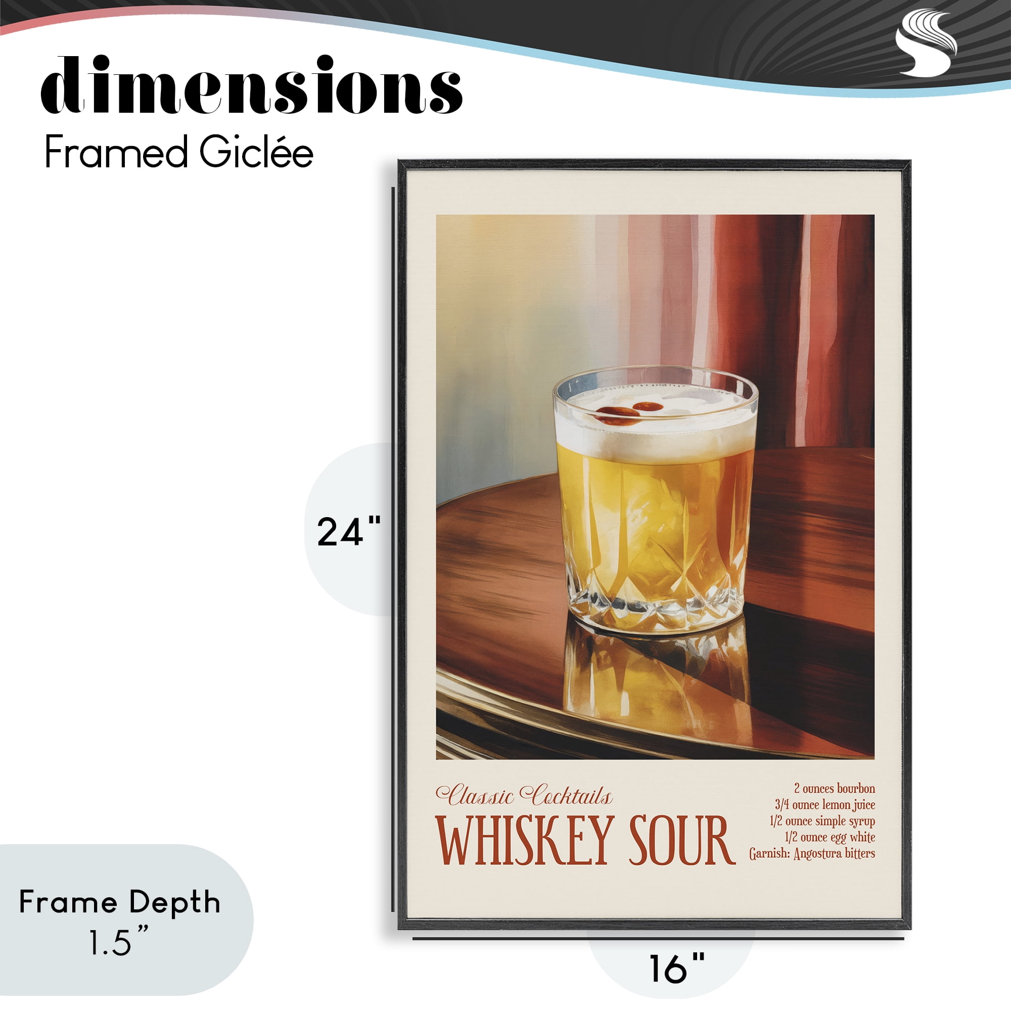 Stupell Industries Whiskey Sour on Table Black Framed Giclee Art, design by Andreas Magnusson