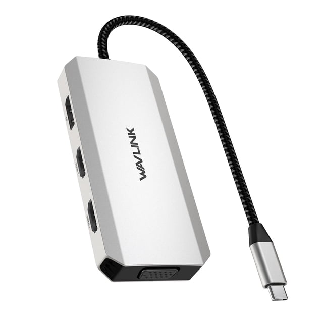 Adaptador HDMI dual USB-C 4K @60Hz, estación de acoplamiento para portátiles 7 en 1