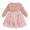 thumbnail image 6 of XMMSWDLA Girls Dresses Girls Sequin Tutu Dress Toddler Tulle Sparkly Long Sleeve Fall Winter Party Dresses Pink Easter Dresses for Girls, 6 of 9