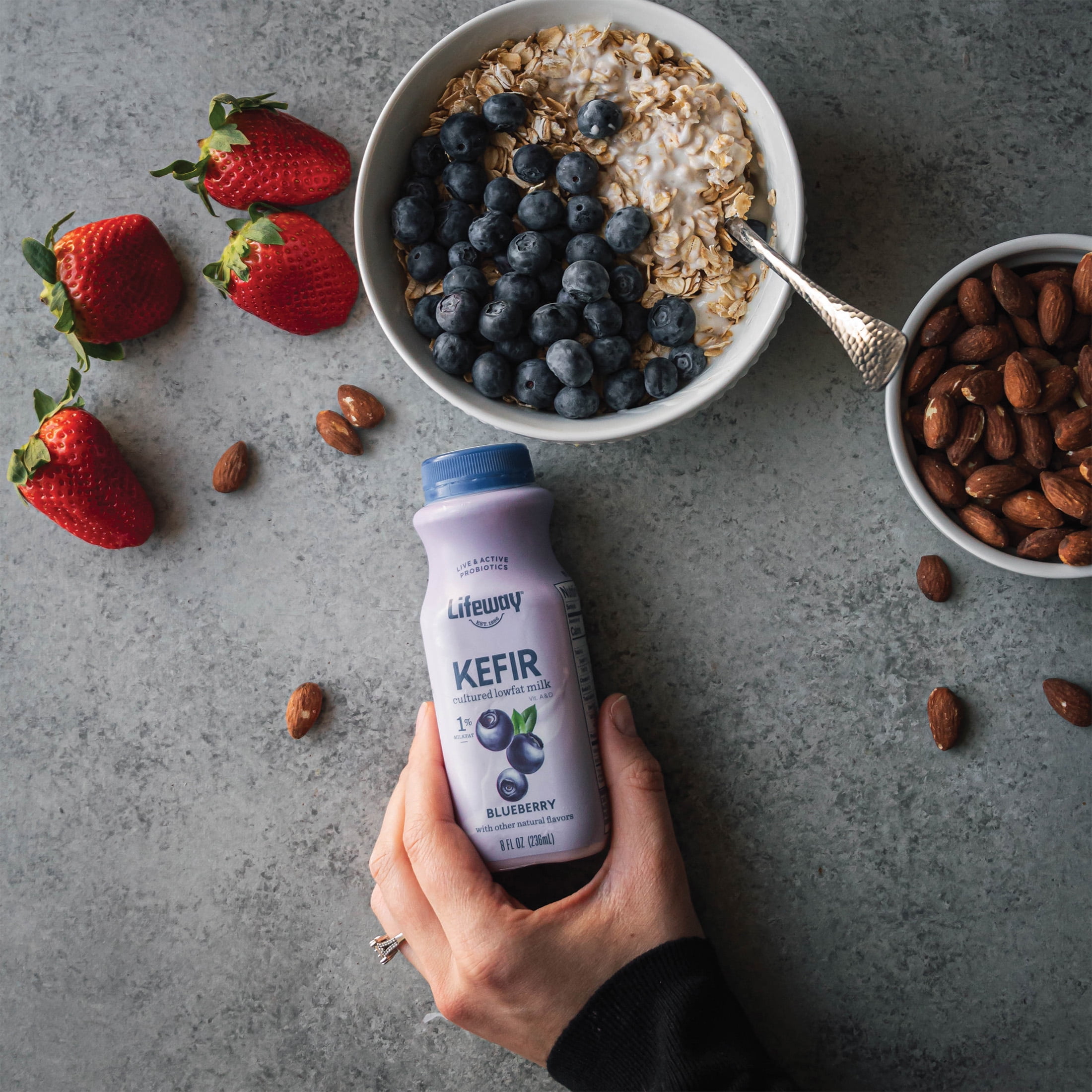 Lifeway Low Fat Milk Kefir,  Blueberry  8 fl oz bottle