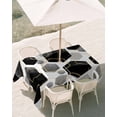 thumbnail image 2 of Outdoor Tablecloth with Umbrella Hole, Black Grey Spillproof Waterproof Outdoor Table Cover, Geometric Gold White Hexagon Modern Patio Tablecloths for Party Picnic Camping, Rectangle 54"x80", 2 of 9
