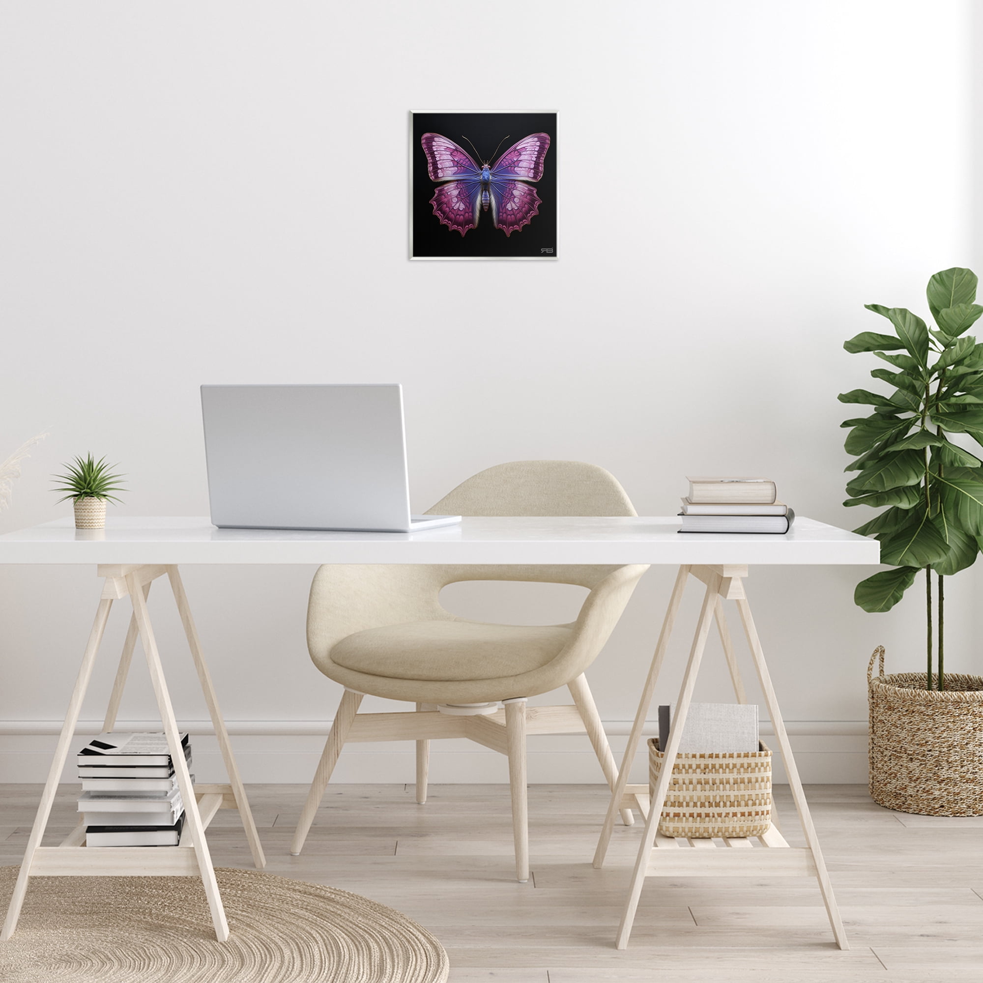 Stupell Industries Vivid Purple Butterfly Animals & Insects Painting Unframed Art Print Wall Art, 12 x 12