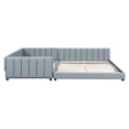 thumbnail image 3 of Queen Size & Twin XL Size Upholstered Platform Bed, Grounded Bed Mother & Child Bed with Three-side Upholstered Rail, PU Leather Floor Platform Bed Frame with Slats, No Box Spring Needed, Gray, 3 of 8