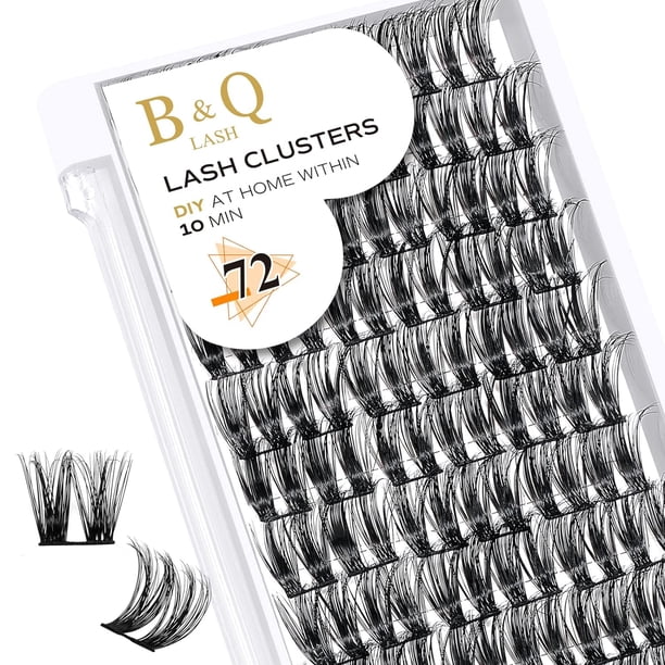 Lash Clusters B02 D Curl 0.630 in Extensiones de pestañas DIY 72 grupos de pestañas B&Q LASH Mega Volumen Pestañas individuales Extensiones de grupos de pestañas Wispy Individual Lashes Cluster DIY en