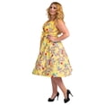 thumbnail image 5 of Miss Lavish London Women's Plus Size Dresses Retro Floral Rockabilly 40s and 50s Vintage Fashion [BIRD-YELLOW-20], 5 of 5